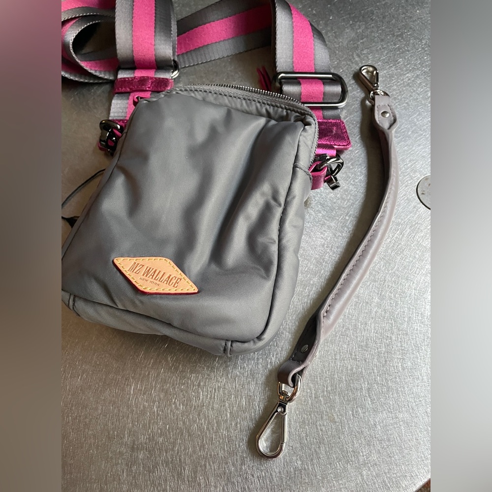 MZW Bowery Crossbody Mini in Ash! Grey & Pink, adjustable removable strap,NWOT. - Picture 9 of 14